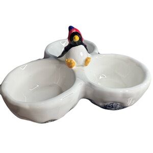 Boston Warehouse Penguin Triple Dip Bowl Vintage